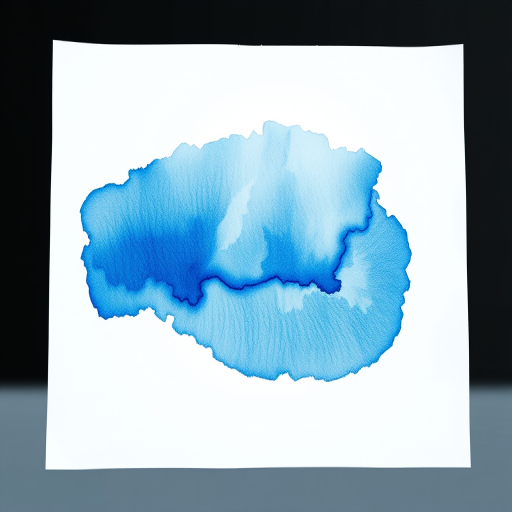 Create a high-resolution watercolor painting of a soft blue abstract design on white paper, using a Canon EOS R5 camera with a 50mm lens at f/2.8, ISO 100, and a shallow depth of field for enhanced detail and vibrancy.