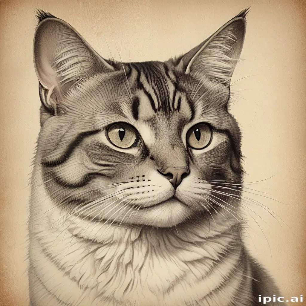vintage cat drawing