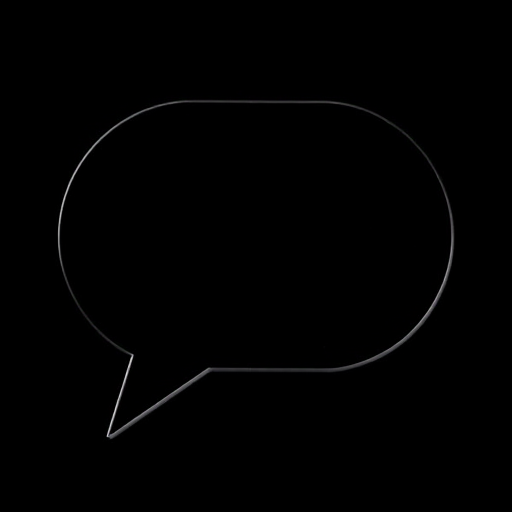 Create a high-resolution image of an empty speech bubble with a transparent background, captured using a DSLR camera with a 50mm lens at f/2.8, ISO 100, in a well-lit studio with softbox lighting for even illumination.