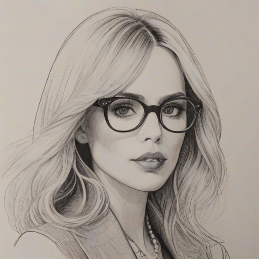 Radiant Rachel Zoe, pencil sketch, portrait of Lovely woman 1928s in glasses, hair style beatnik, outline, clear lines, fine lines, 8k