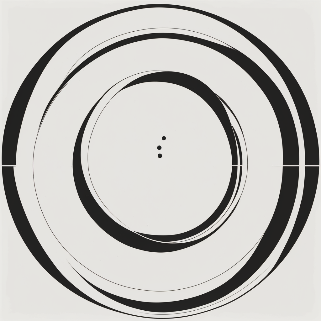 Abstract Design Featuring Concentric Circles and Dots on a White Background