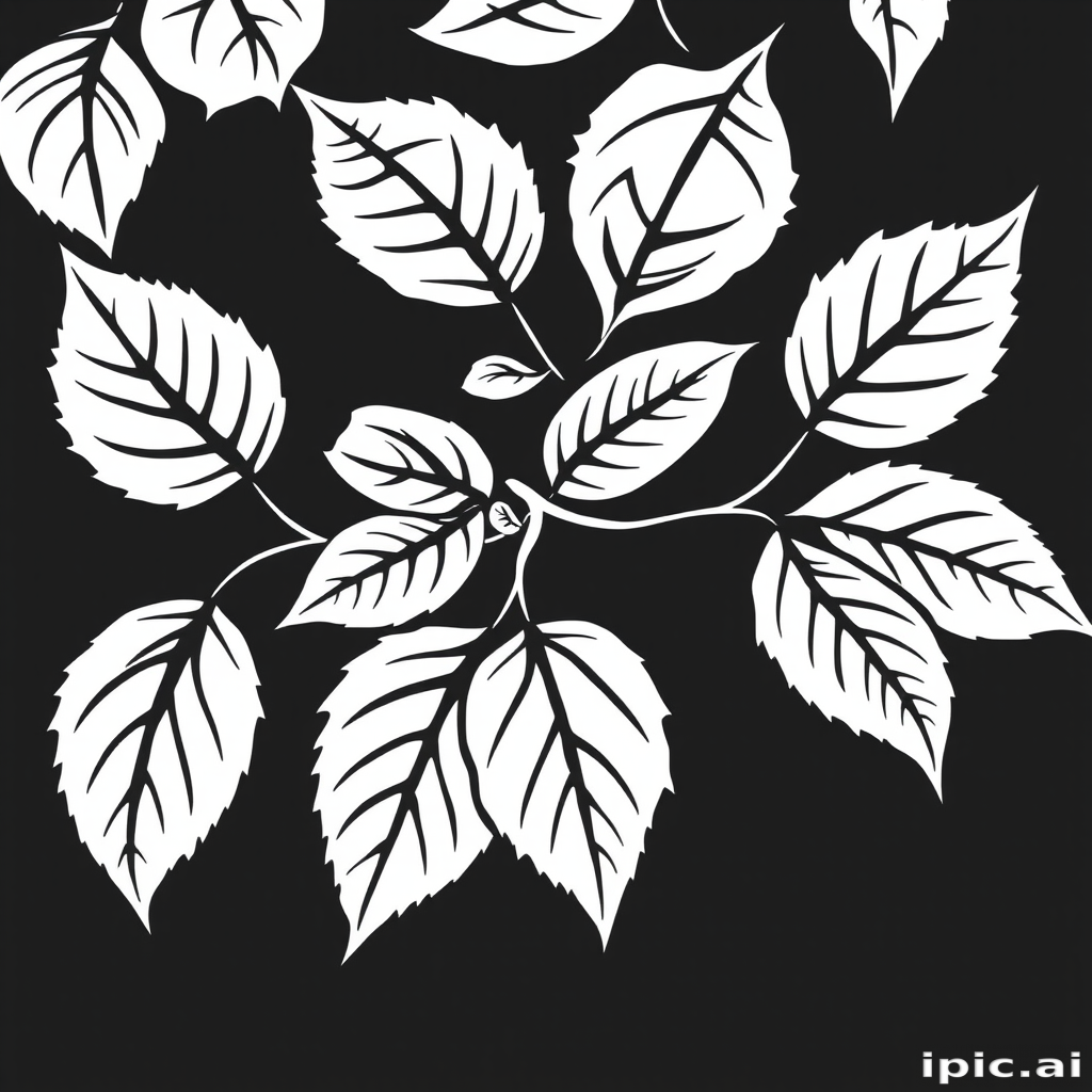 leaves clip art black and white