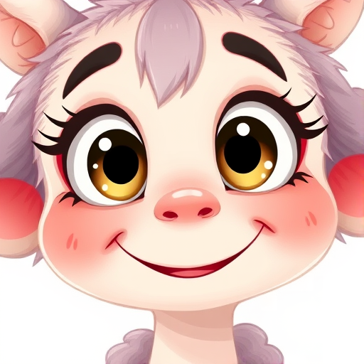Create a high-resolution illustration of a whimsical character with large expressive eyes and a playful smile, using a soft color palette, with a DSLR camera set to f/2.8 aperture, 50mm lens, shot in portrait orientation, with natural soft lighting to enhance details.