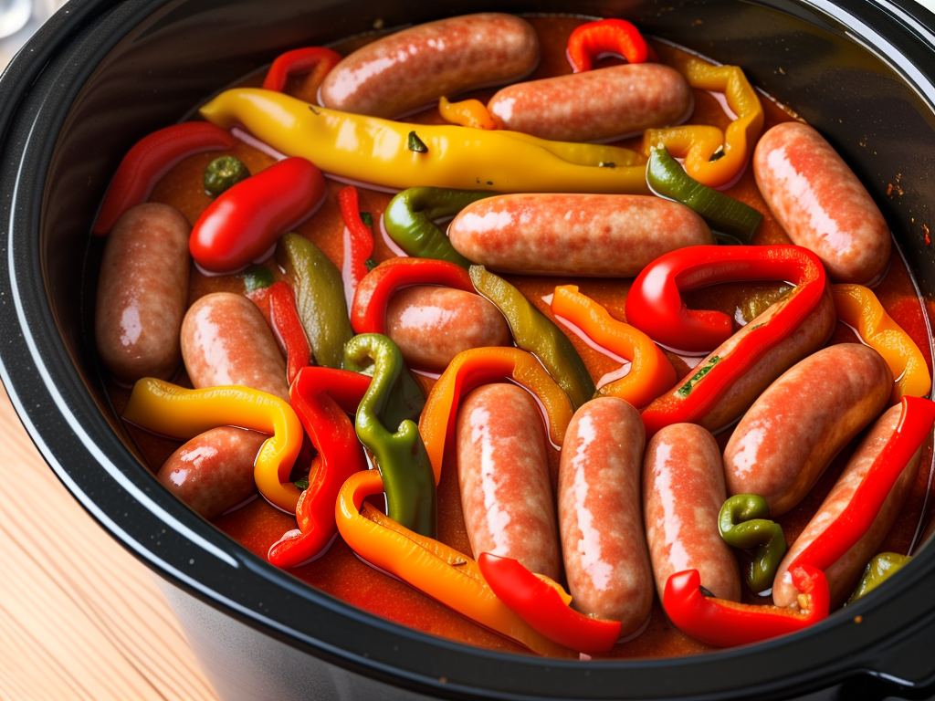recipe for sausage and peppers in crock pot