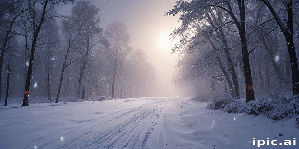 Enchanting Winter Wonderland: A Serene Path Through Snowy Trees and Fog