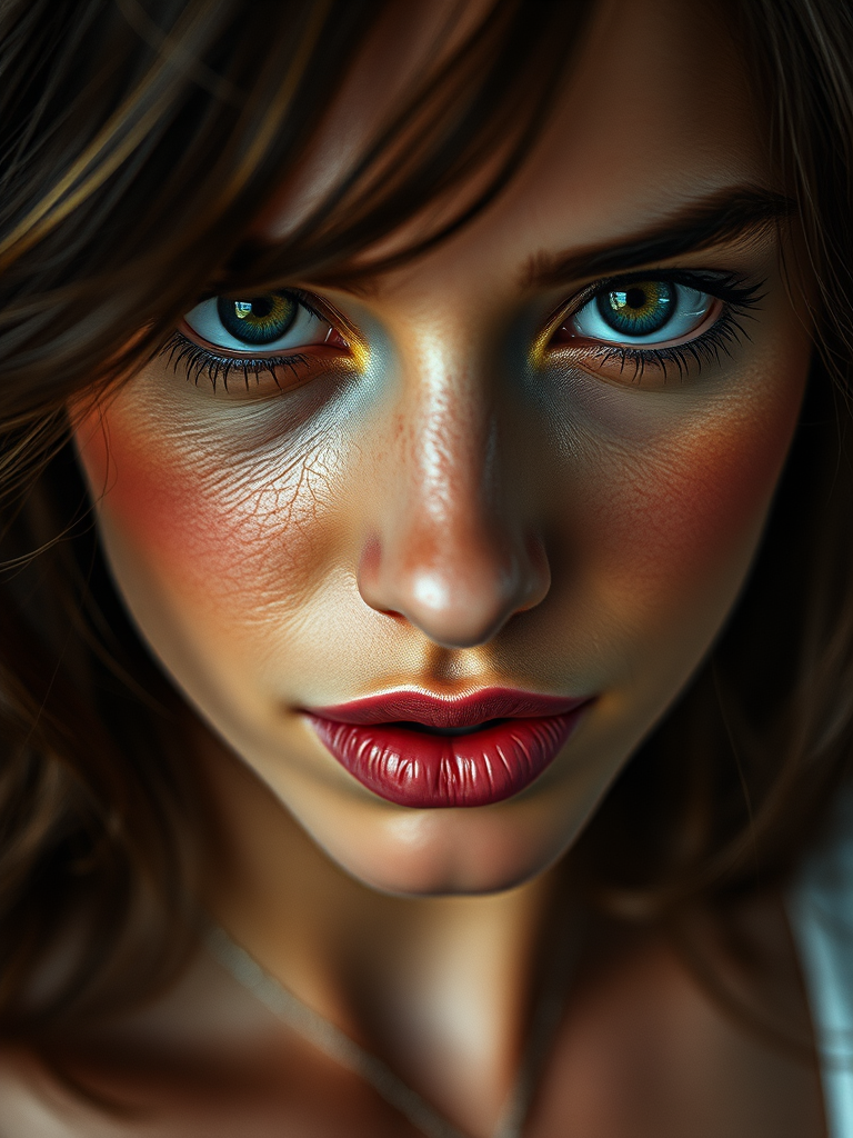 Captivating Portrait of a Woman with Striking Features and Vibrant ...