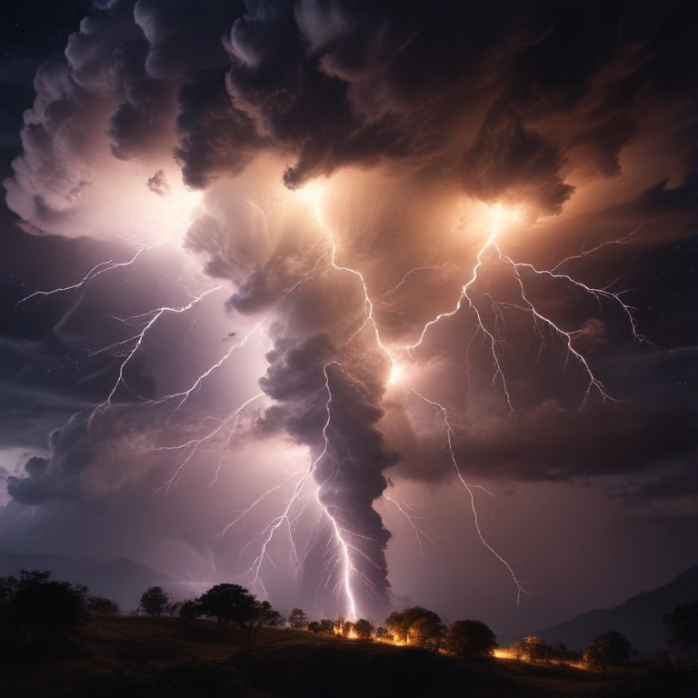 Majestic Display of Nature's Fury: Lightning Strikes Amidst Dark Storm ...