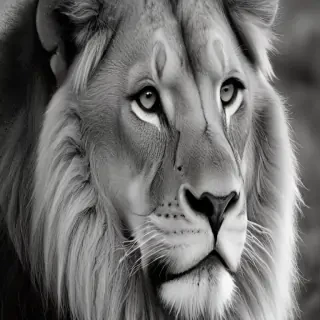 lion black and white