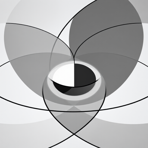 Generate an abstract geometric design featuring overlapping circles and lines with a monochromatic color scheme, taken with a DSLR camera at f/8 aperture, 1/125 shutter speed, using a 50mm lens, in high dynamic range style.