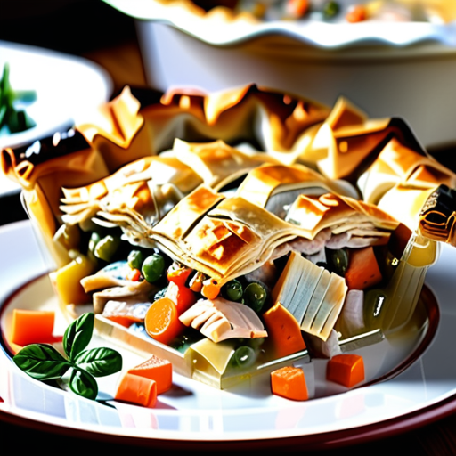 chicken pot pie in phyllo pastry