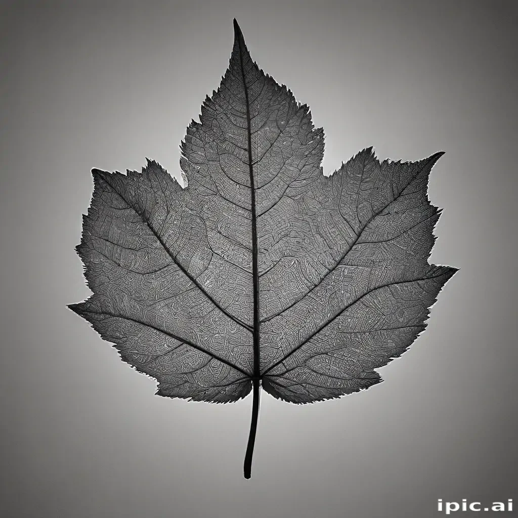 leaf in black and white