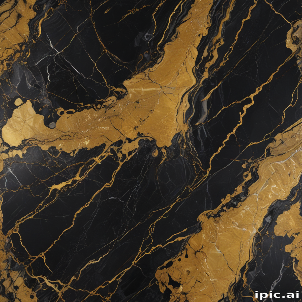 Elegant Black and Gold Marble Pattern with Striking Veins and Textures