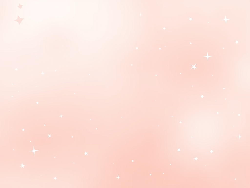 Create a smooth gradient background transitioning from light pink to pale peach with scattered white stars and small sparkles throughout the design for a dreamy aesthetic.