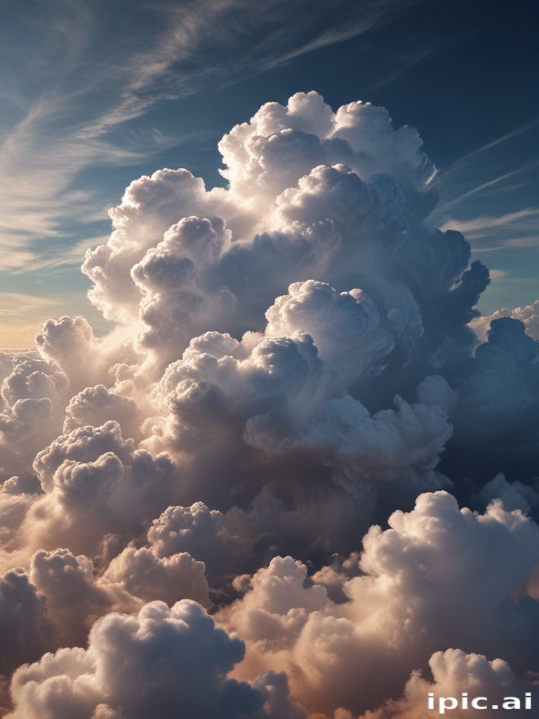 Majestic Clouds Illuminated by the Golden Glow of Sunset Sky