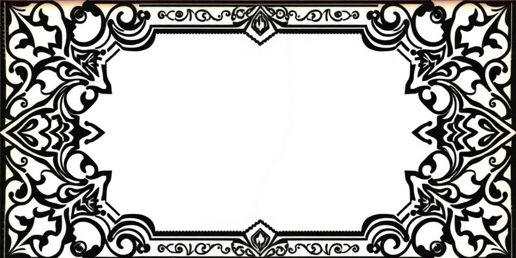 Create an ornate frame design with intricate geometric patterns, use a DSLR camera with a 50mm lens, aperture set to f/2.8, ISO 100, natural light, shot from a straight-on angle to enhance detail and clarity.