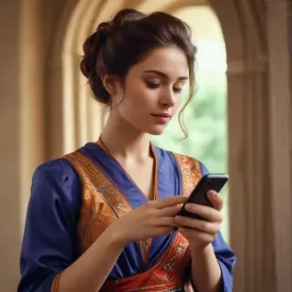 holding phone
