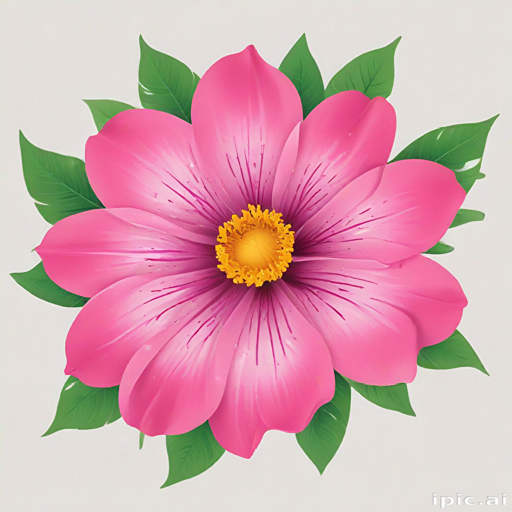 Vibrant Pink Flower with Lush Green Leaves on a Soft Background
