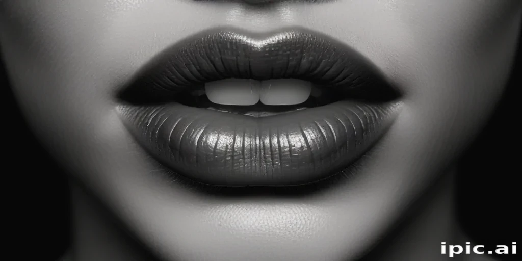 lips black and white clipart