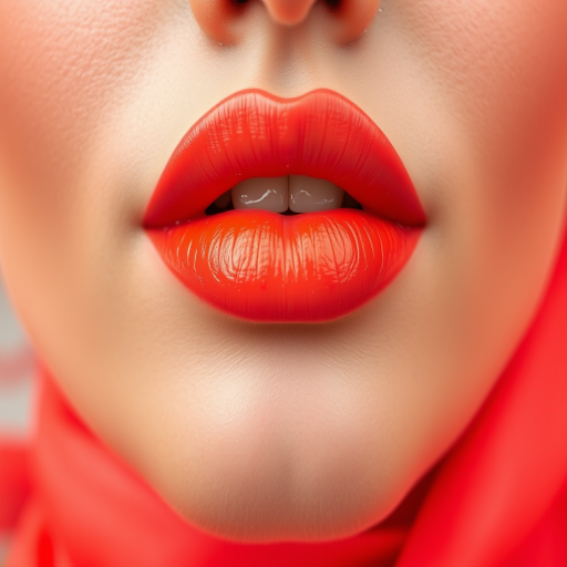 Vibrant coral lips with a satin sheen, full and voluptuous, capturing the essence of summer and youth, radiating warmth and energy