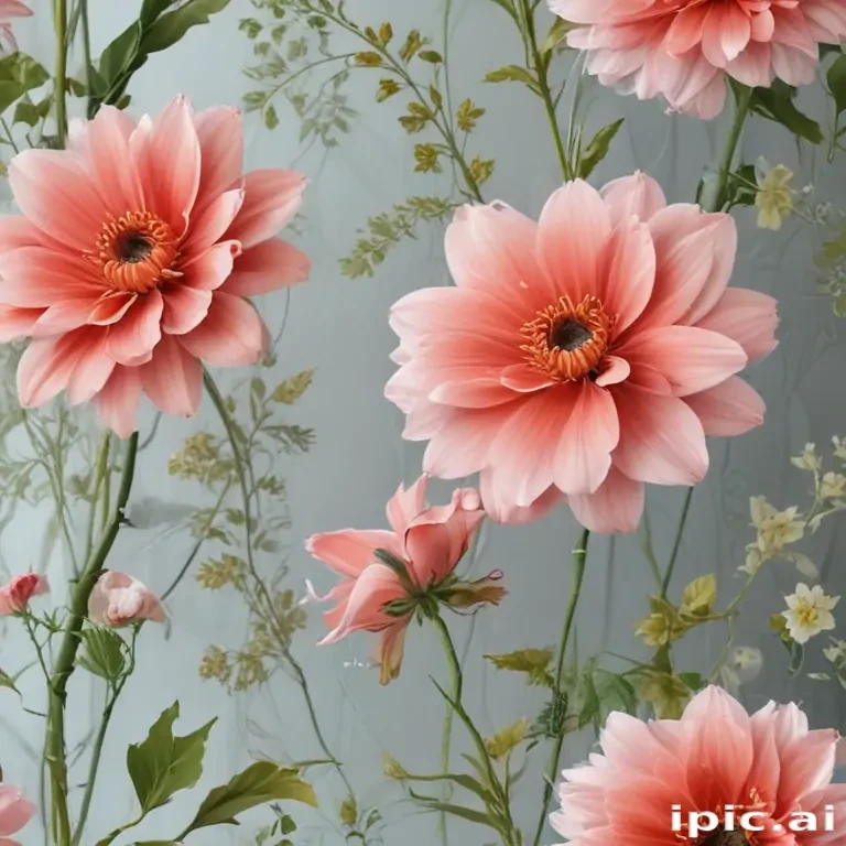 flowers behind glass wallpaper