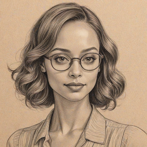 Radiant Amber Stevens West, pencil sketch, portrait of Exquisite woman 1920s in glasses, hair style beatnik, outline, clear lines, fine lines, 8k