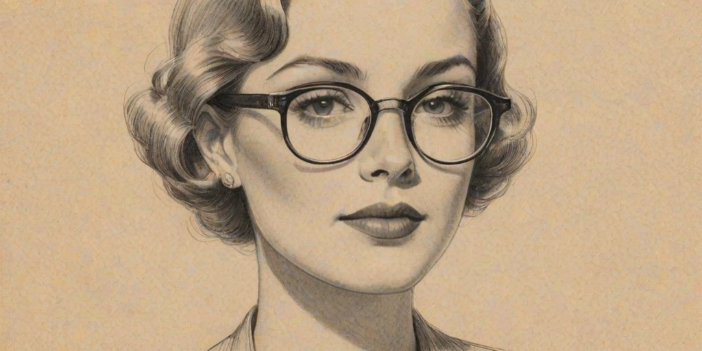 Graceful Madelyn Cline, pencil sketch, portrait of Elegant woman 1931s in glasses, hair style beatnik, outline, clear lines, fine lines, 8k