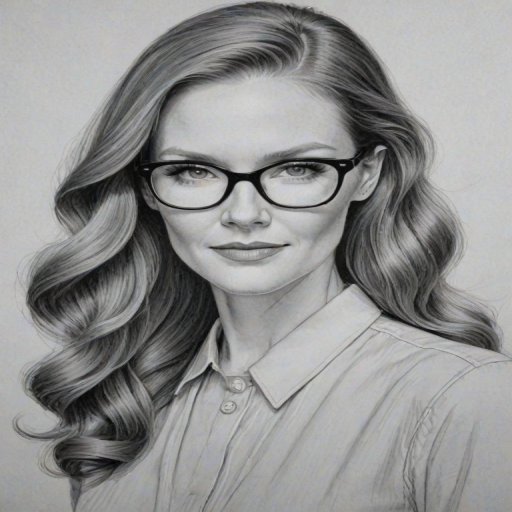 Gorgeous Darby Stanchfield, pencil sketch, portrait of Exquisite woman 1949s in glasses, hair style beatnik, outline, clear lines, fine lines, 8k