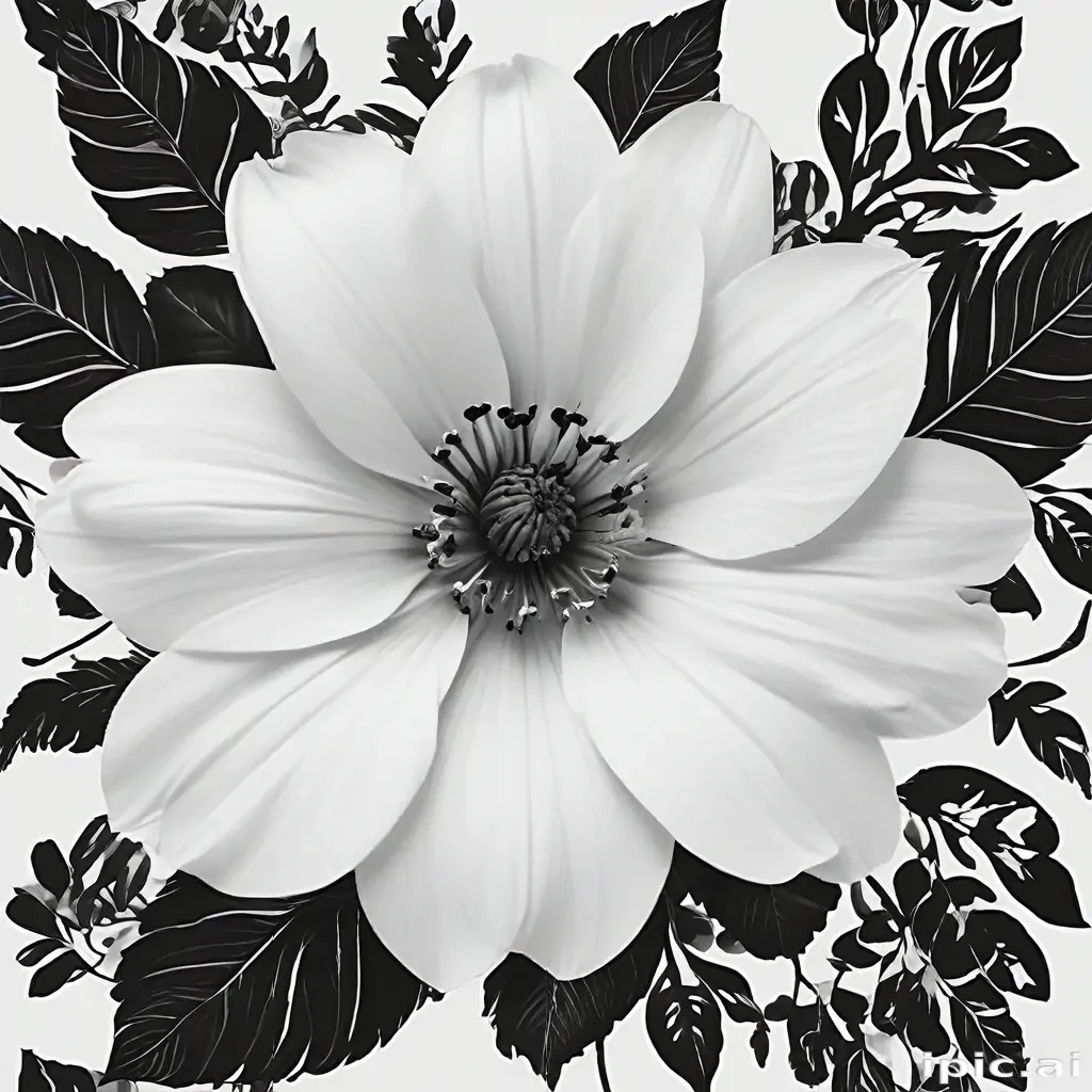 black and white flower png