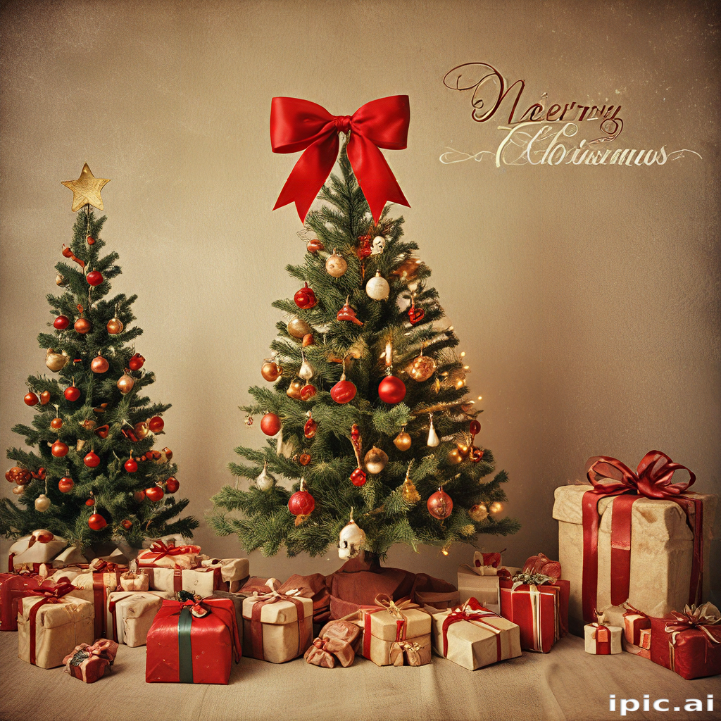 Festive Christmas Scene with Decorated Trees and Beautifully Wrapped Gifts