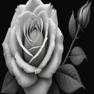 black and white rose clip art