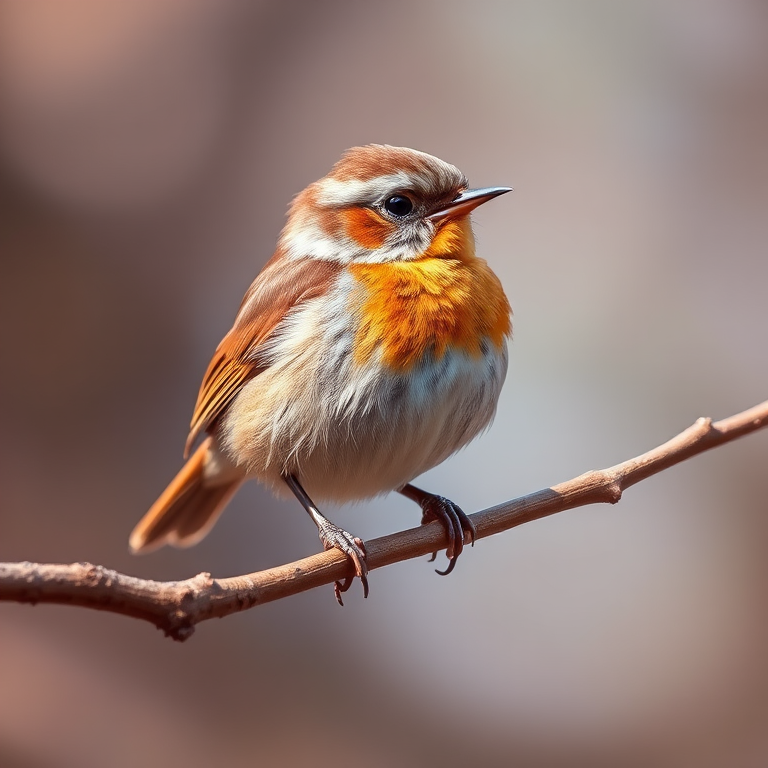 detailed illustration of a wren perched on a branch, soft natural lighting, high resolution, macro lens, 50mm focal length, f/2.8 aperture, shallow depth of field, vibrant colors, realistic feather textures
