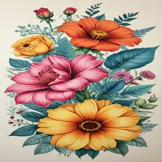 color drawings of flowers