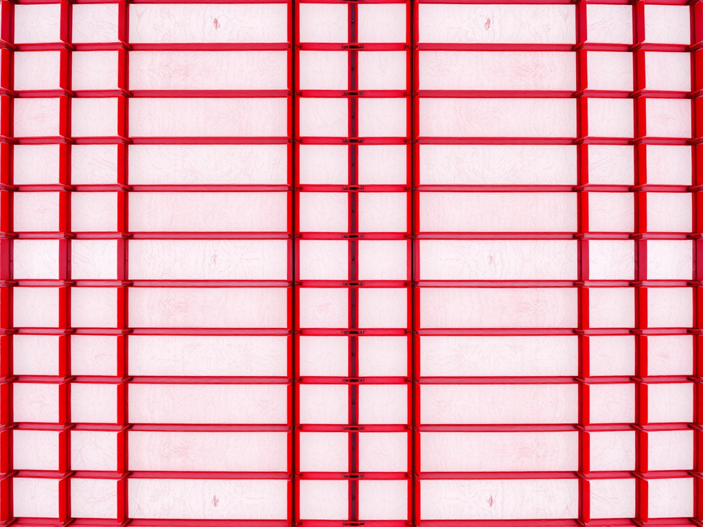 Create a high-resolution image featuring alternating red and white horizontal stripes, captured with a DSLR camera at f/8 aperture, ISO 100, 1/200 sec shutter speed, shot from an overhead view with a symmetrical composition.