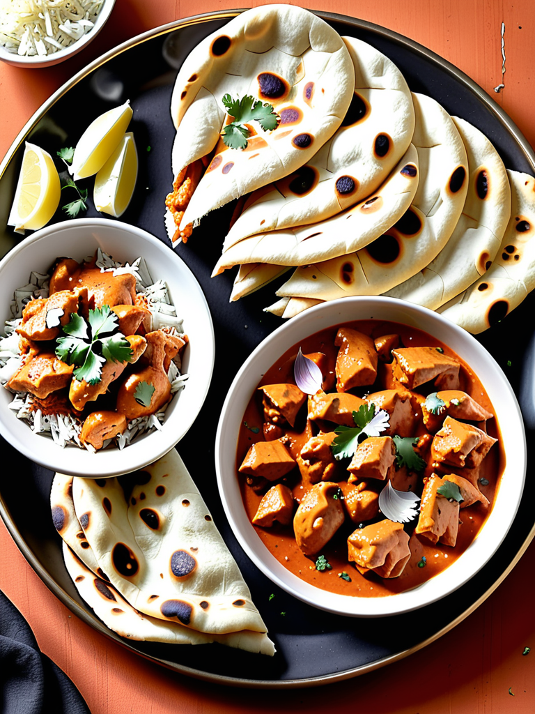 butter chicken and garlic naan