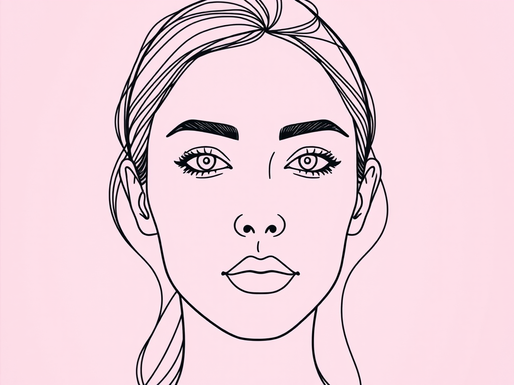 Create a minimalist line art portrait of a face with a soft pastel circle in the background, using a Canon EOS R with a 50mm f/1.8 lens at f/2.8, ISO 100, and 1/200 sec, in natural light to enhance sharpness and color vibrancy.