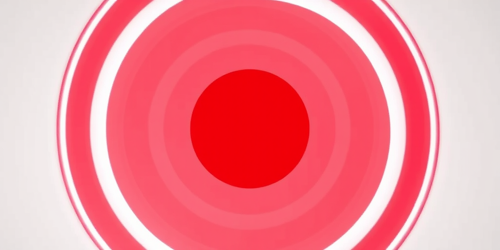 create a vibrant circular design featuring a large red circle in the center with a thin white border, shot with a DSLR camera at f/8 aperture, ISO 100, 50mm lens, top-down view, bright studio lighting for enhanced color saturation and sharpness