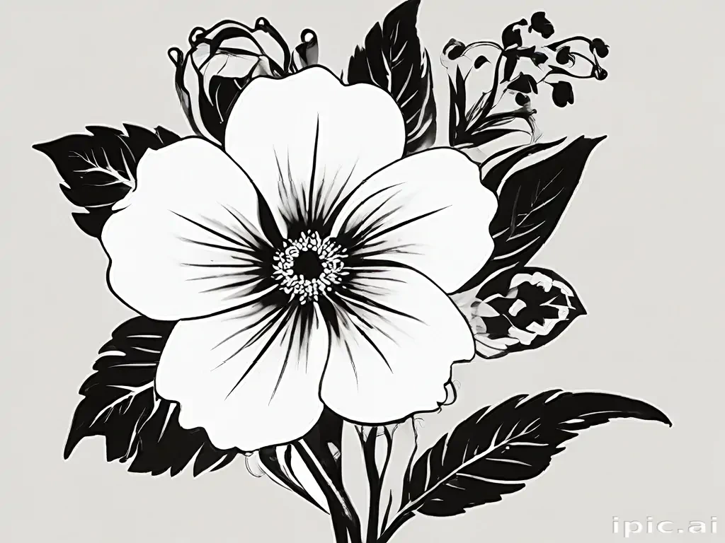 flower clipart black and white