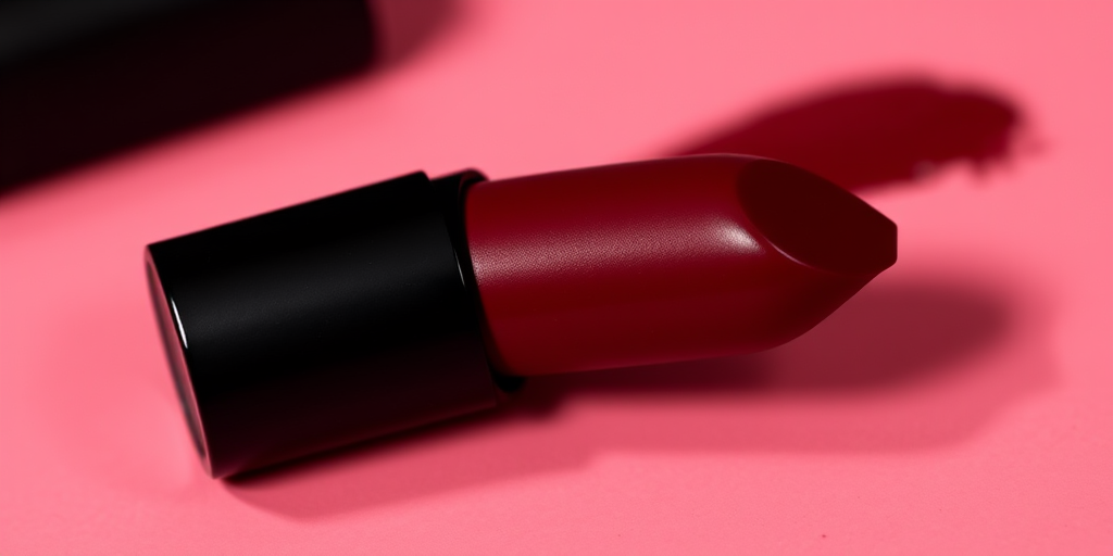 Matte burgundy "Velvet Noir" lipstick with a long-lasting formula, offering intense pigmentation and a smooth application, ideal for sophisticated evening events