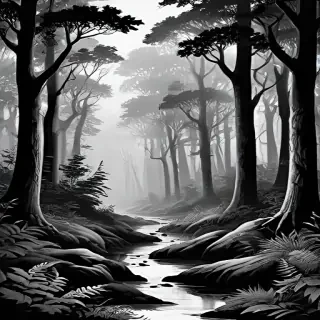 forest clipart black and white