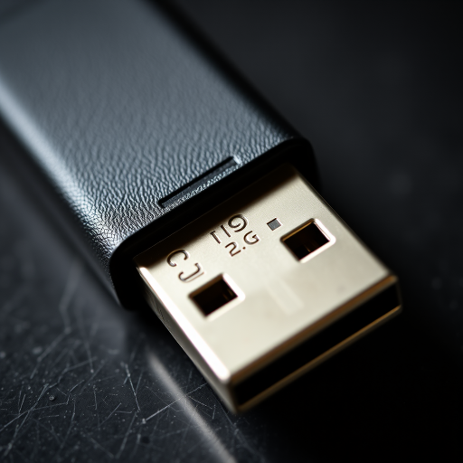 A high-quality close-up image of a USB 2.0 flash drive, shot with a Canon EOS 5D Mark IV, 50mm lens, aperture f/1.8, ISO 100, natural lighting, focus on details and textures.