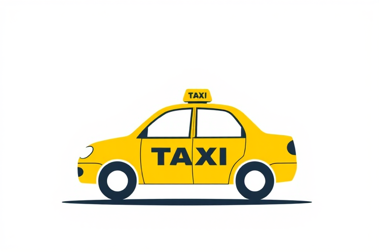 Create a high-resolution minimalist vector graphic of a taxi icon with a plain background, using a 50mm lens, f/2.8 aperture, ISO 100, shot from a straight-on view with a digital camera.