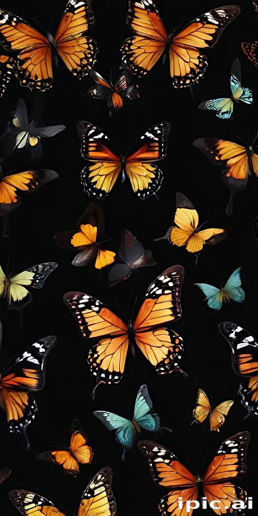 butterflies in black background