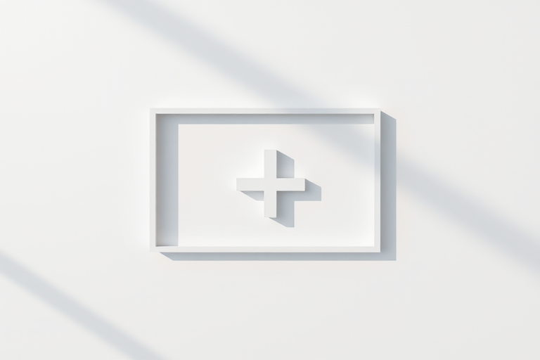 Create a high-resolution image of two overlapping rectangles with a central plus sign, shot with a DSLR camera at f/2.8, ISO 100, 50mm lens, in a top-down view with soft natural lighting and a minimalistic style.