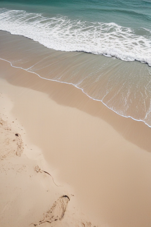 Tranquil Beach Scene with Gentle Waves Lapping Against the Soft Sand