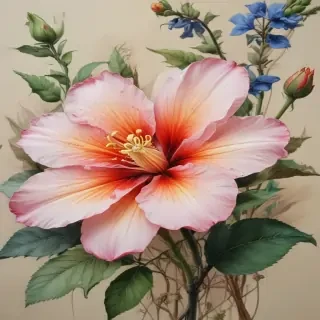 flower drawing images with colour
