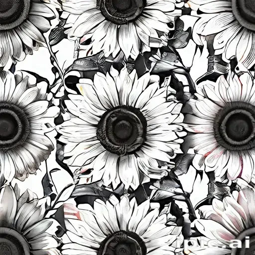 clip art sunflower black and white