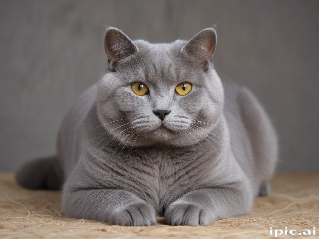 A Majestic Gray Cat with Striking Yellow Eyes Posing Elegantly.