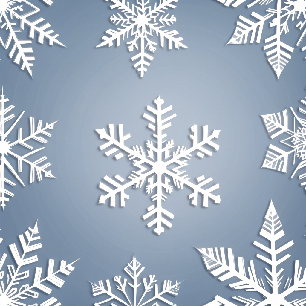 Delicate White Snowflakes Elegantly Arranged Against a Soft Blue Background