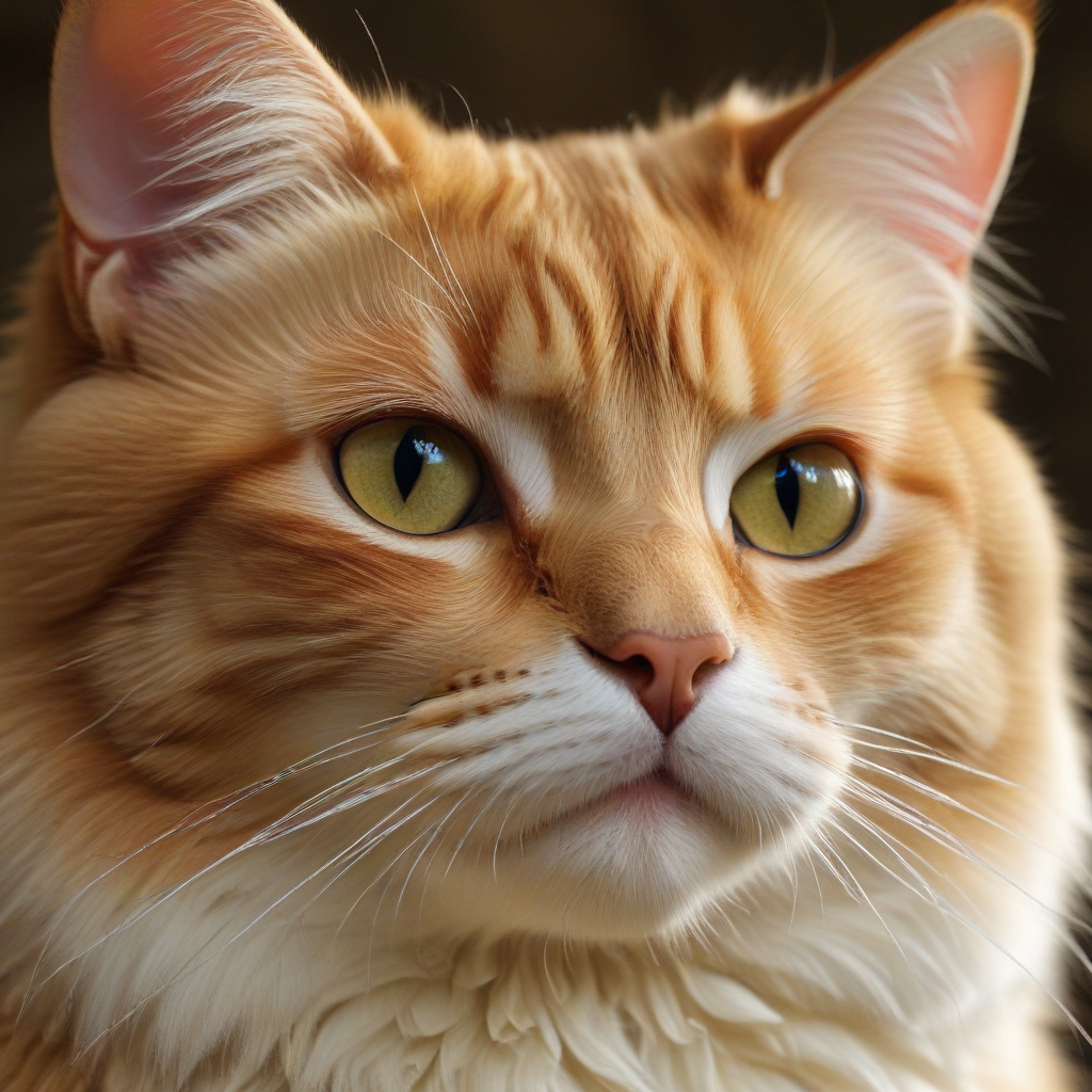 A Majestic Orange Tabby Cat with Striking Green Eyes and Fluffy Fur