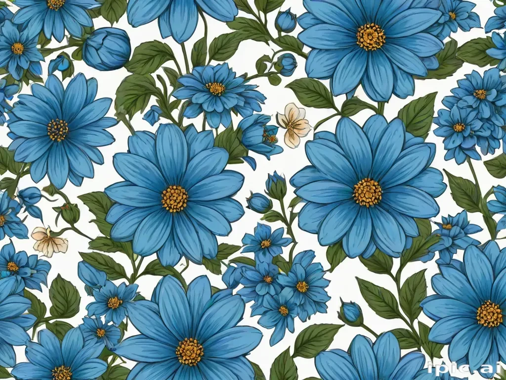 blue flowers clipart